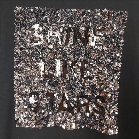 Rock & Shine Sequin Short Sleeve Top Black M - Picture 2 of 10